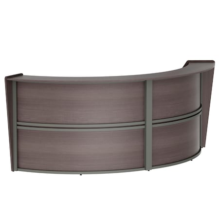 Linea Italia Curved Reception Desk with Counter, 2 Units, 124 inW x 49 inD, Mocha ZUT296